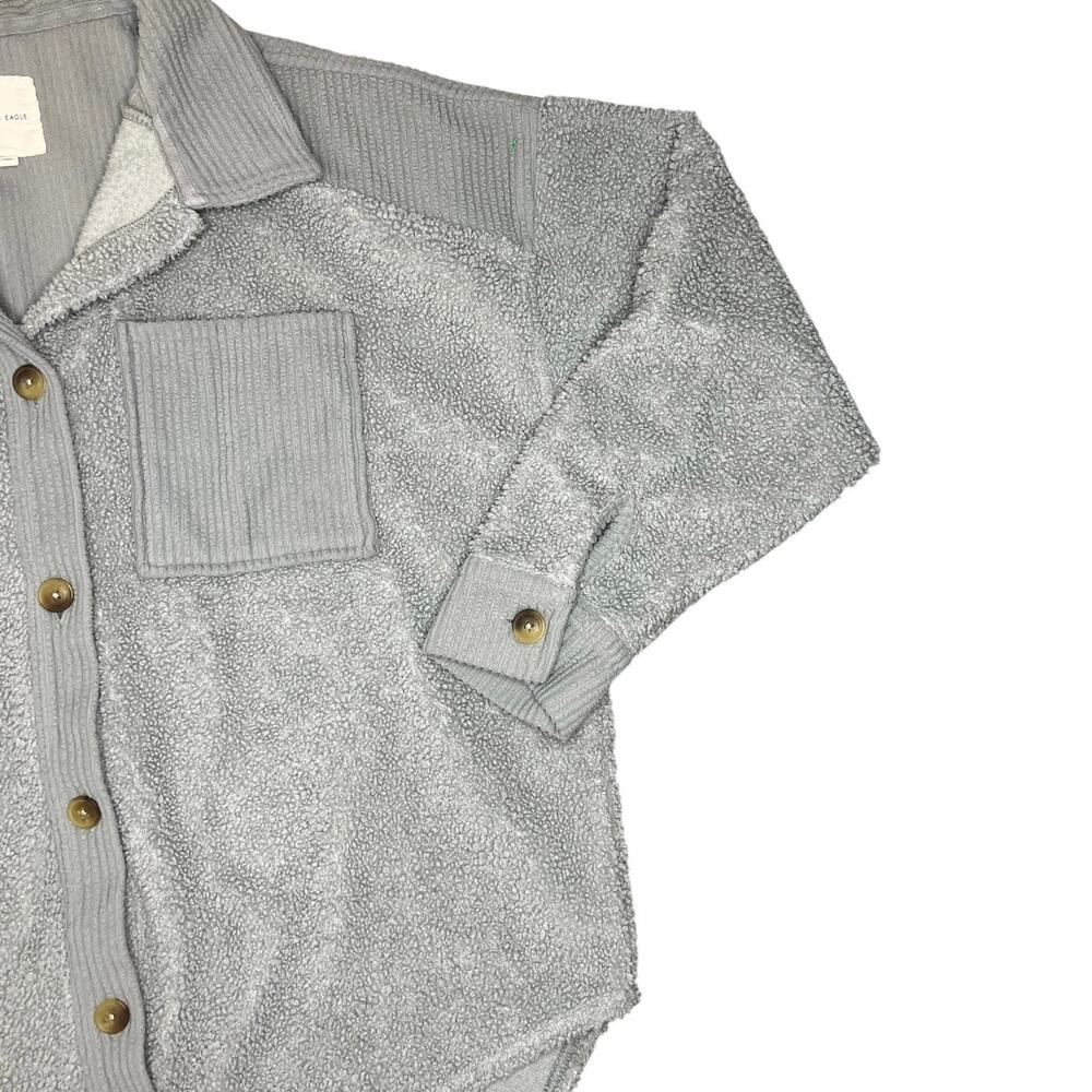 American Eagle grey sherpa shacket Cabincore winter fall Gorpcore oversized - Picture 3 of 7